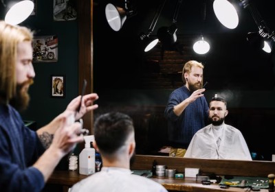 Skilled barber providing a precise haircut