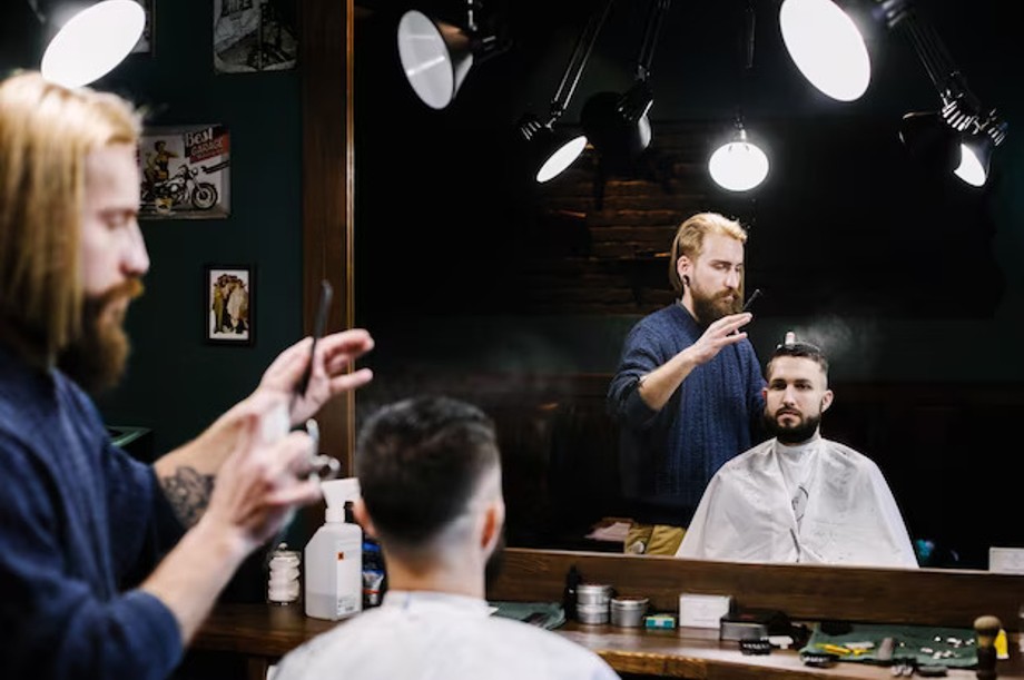 Skilled barber providing a precise haircut